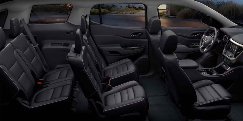 black interior of GMC Acadia