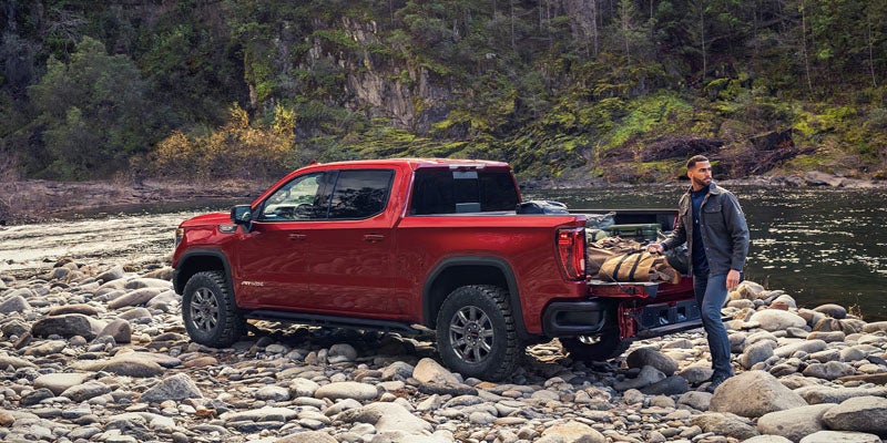 2026 GMC Sierra 1500 with the MultiPro Tailgate in use.