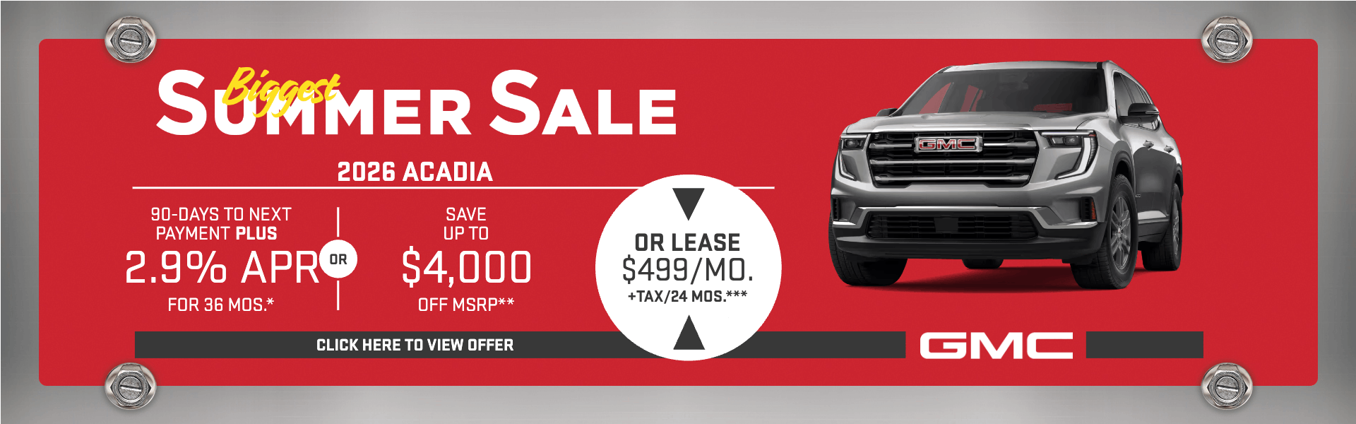 2026 GMC Acadia: 2.9% APR & $4k Off